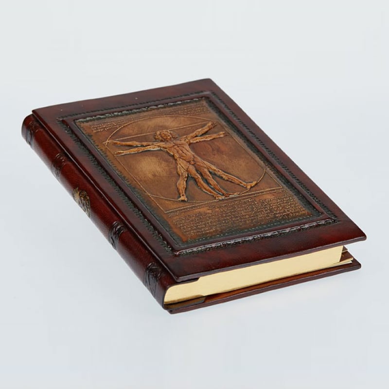 Ежедневник в кожаной обложке Vitruvian Man brown leather