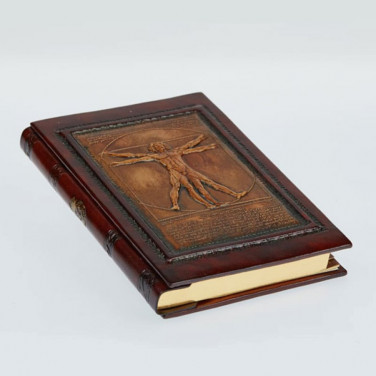 Адресная книга в кожаном переплете Vitruvian Man brown leather