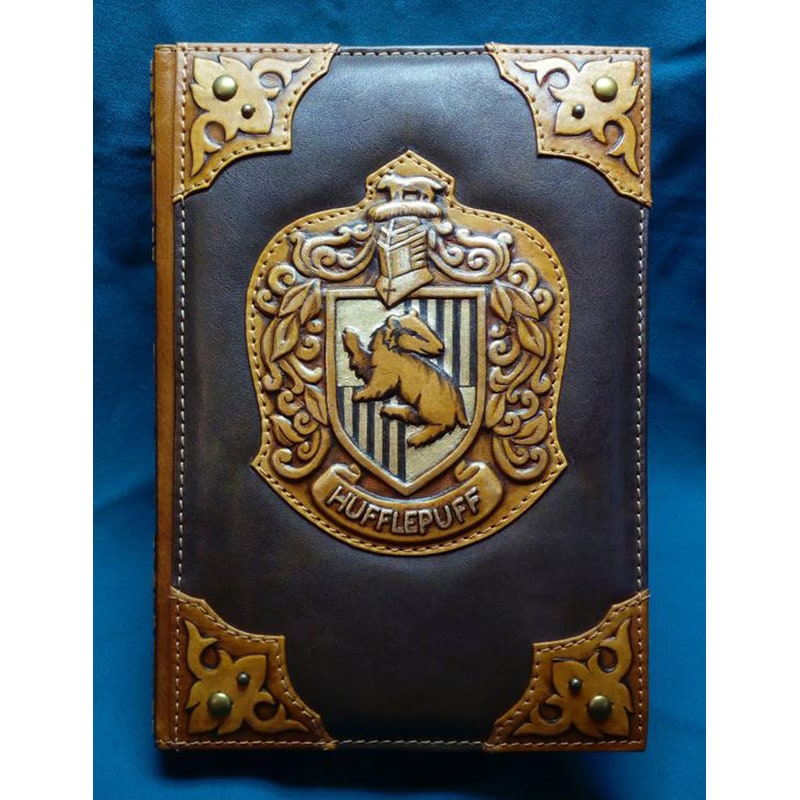 Блокнот кожаный мужской Пуффендуй brown leather