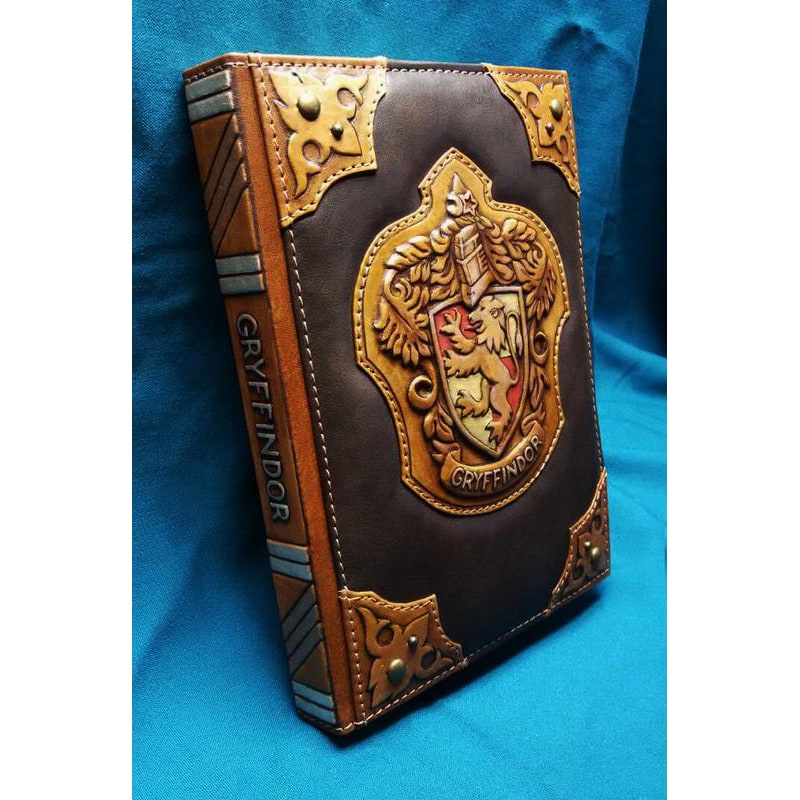 Блокнот в шкіряній палітурці чоловічий Грифіндор brown leather