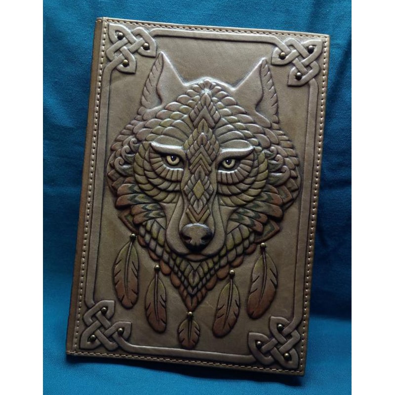 Ежедневник в кожаной обложке мужской Кельтский Волк brown leather 