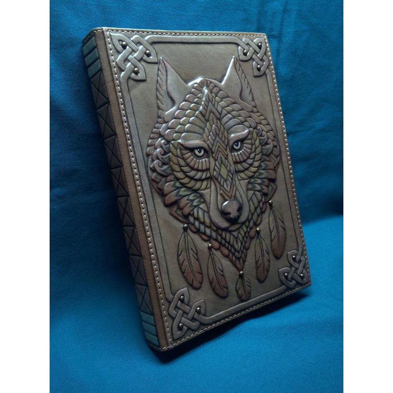 Щоденник у шкіряній обкладинці чоловічого Кельтський Вовк brown leather