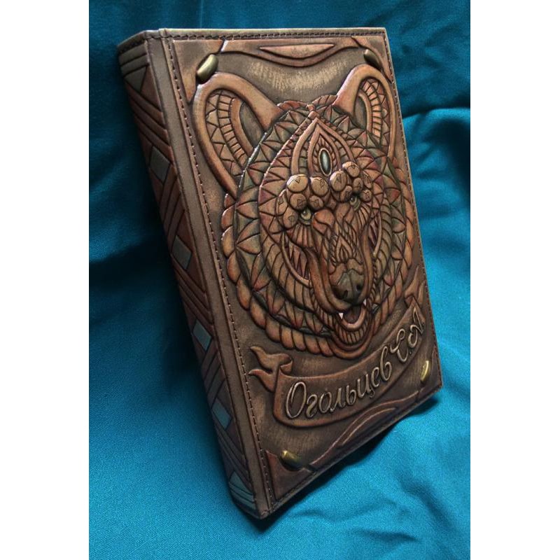 Блокнот в шкіряній палітурці Ведмідь brown leather