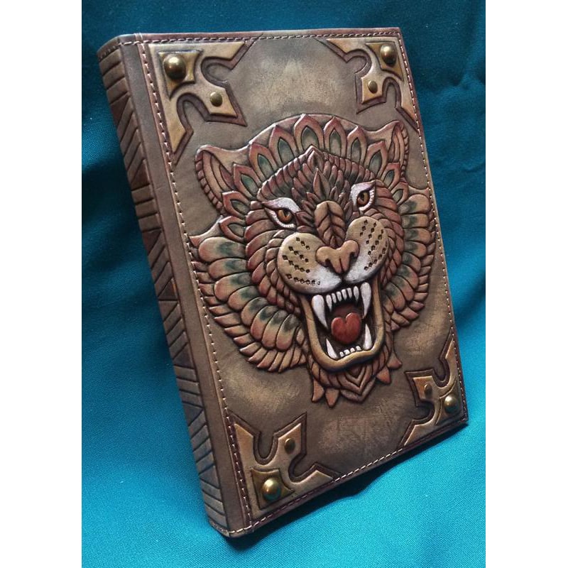 Шкіряний блокнот чоловічий Тигр brown leather
