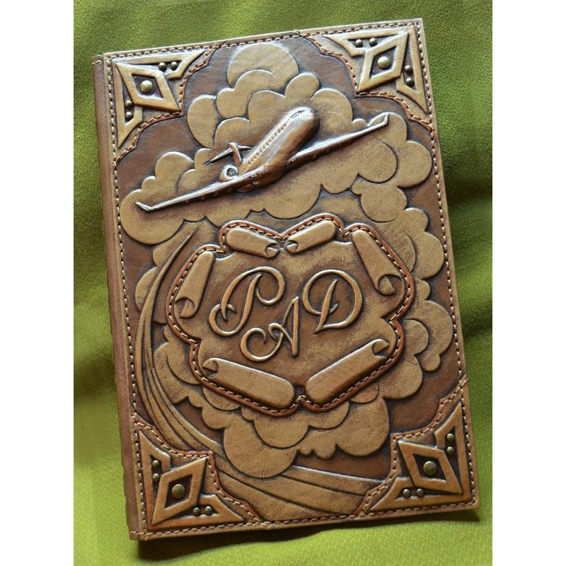 Ежедневник в кожаной обложке Аэробус brown leather