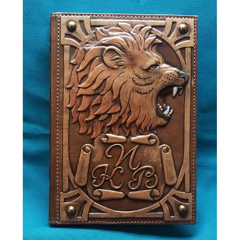 Кожаный блокнот ручной работы Царь Зверей brown leather