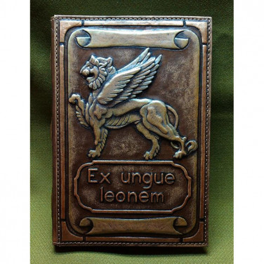 Блокнот в кожаном переплете EX UNGUE LEONEM brown leather