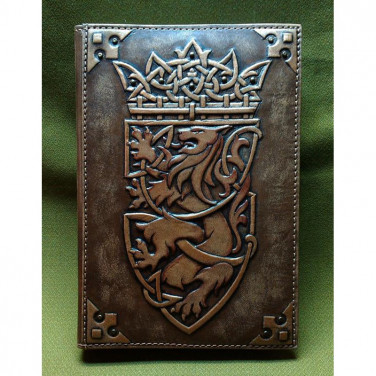 Кожаный блокнот handmade Геральдический Лев brown leather