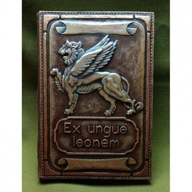 Блокнот в кожаном переплете EX UNGUE LEONEM brown leather
