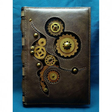 Блокнот кожаный мужской Стимпанк brown leather