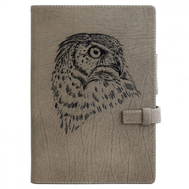 Блокнот в кожаной обложке Owl gray leather