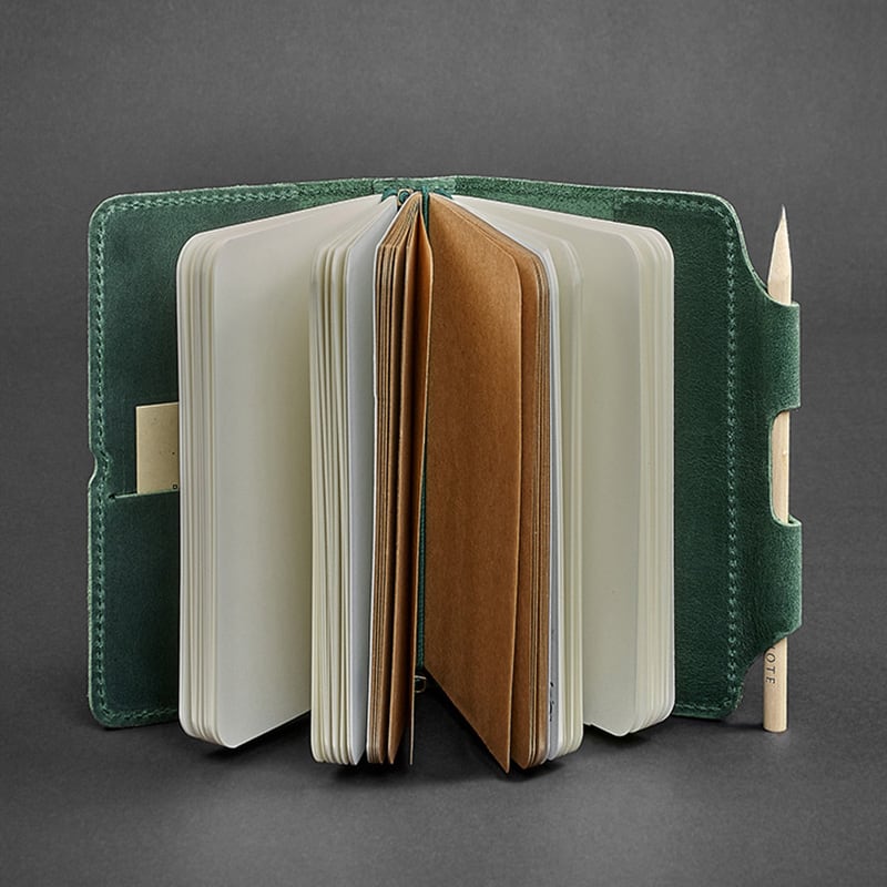 Щоденник у шкіряній обкладинці чоловічого SoftBook Green Leather