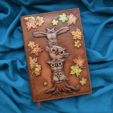 Блокнот в кожаной обложке Тотем Совы brown leather