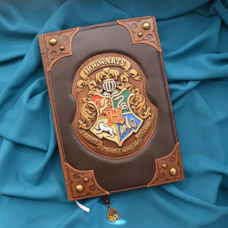 Кожаный блокнот handmade мужской Хогвартс brown leather