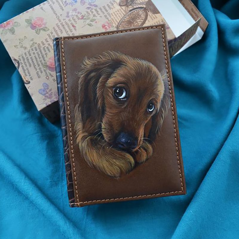 Шкіряний блокнот Рuppy Spaniel brown leather