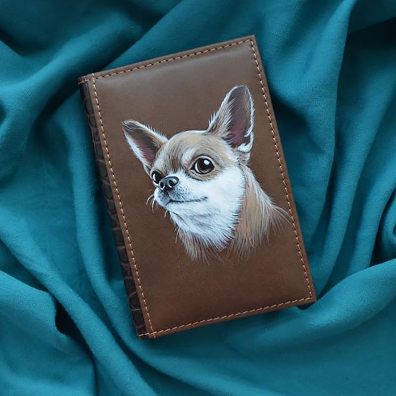 Блокнот в кожаном переплете Chihuahua brown leather