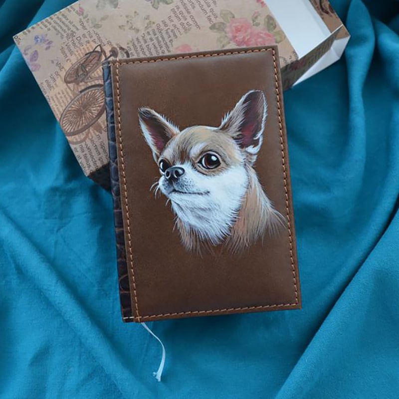 Блокнот в кожаном переплете Chihuahua brown leather