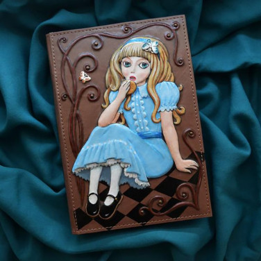 Кожаный блокнот Мagic of Lewis Carroll brown leather