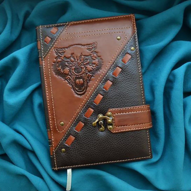 Кожаный блокнот Celtic Wolf brown leather