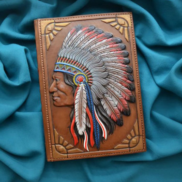 Блокнот в кожаной обложке Red Indian brown leather