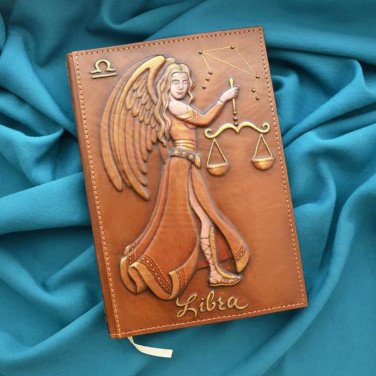 Блокнот в кожаном переплете Libra Zodiac brown leather