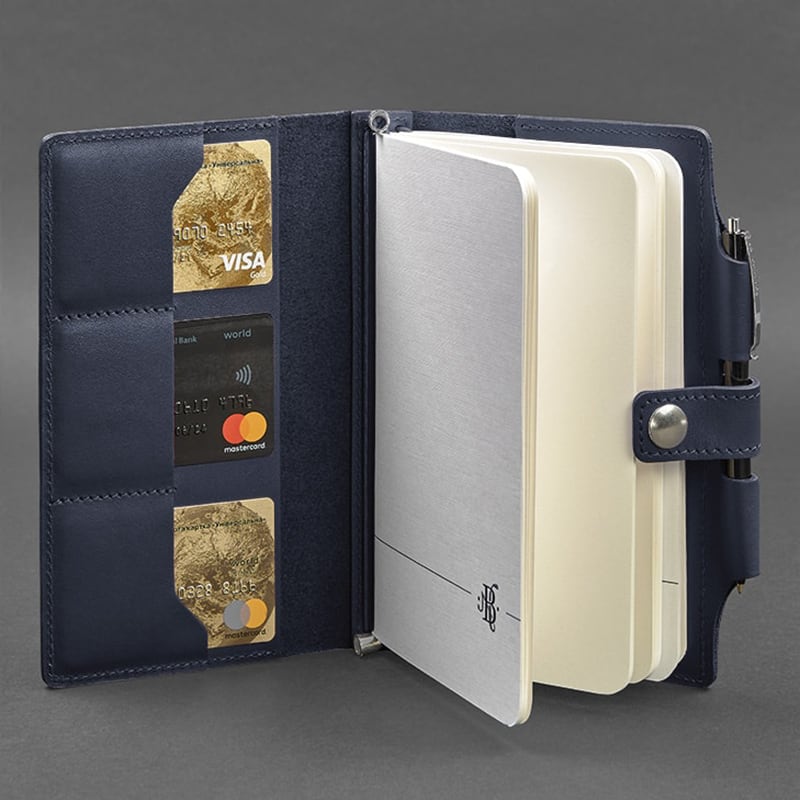 Блокнот в кожаной обложке SoftBook Navy Blue Leather
