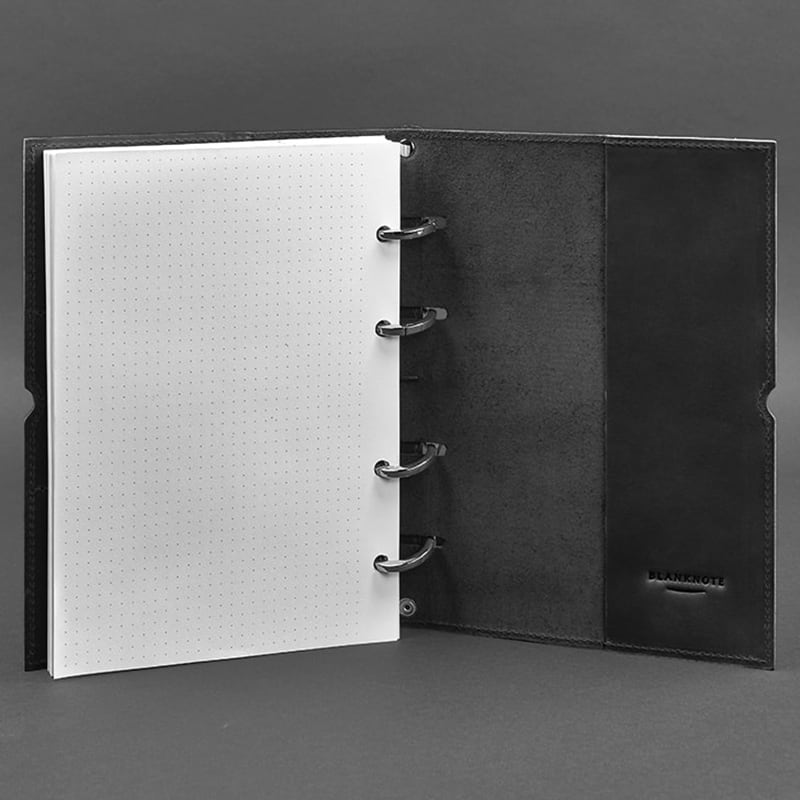 Шкіряний блокнот на кільцях Рithiness Black Leather