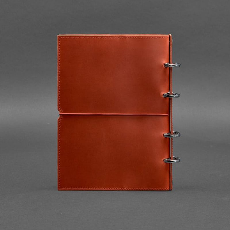 Шкіряний блокнот на кільцях Coral Brown Leather