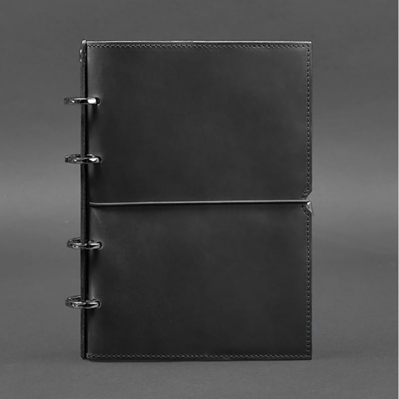 Кожаный блокнот на кольцах Рithiness Black Leather