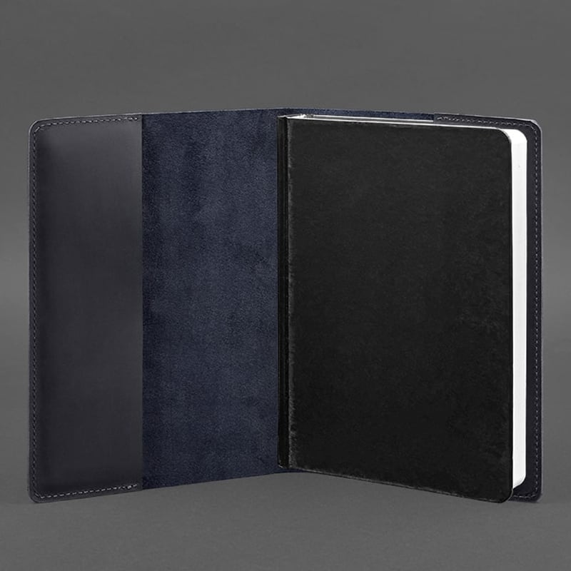 Кожаная обложка для ежедневника Navy Blue Leather