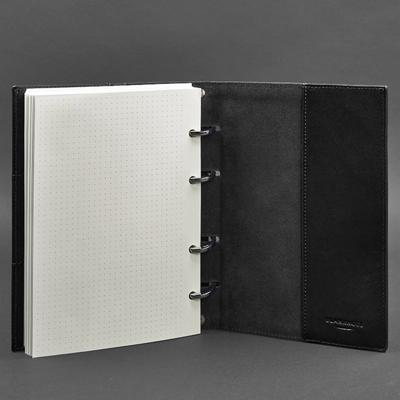 Шкіряний блокнот на кільцях Krust Black Leather
