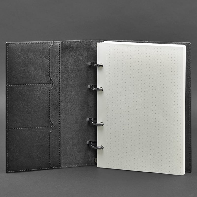 Блокнот Шкіряний А5 на кільцях Notebook Вlack Leather