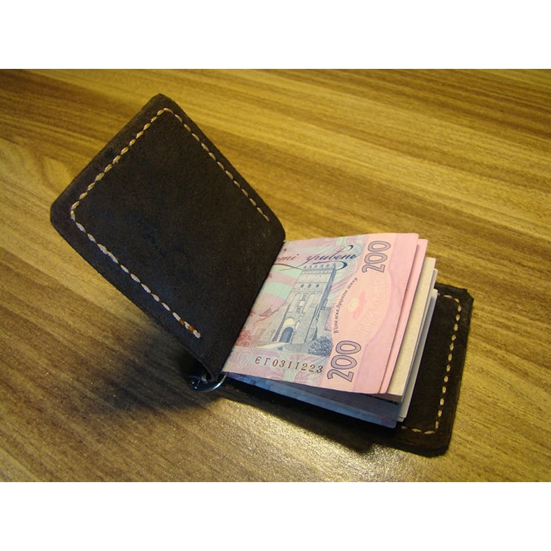Зажим для купюр кожаный Wallet Brown Leather