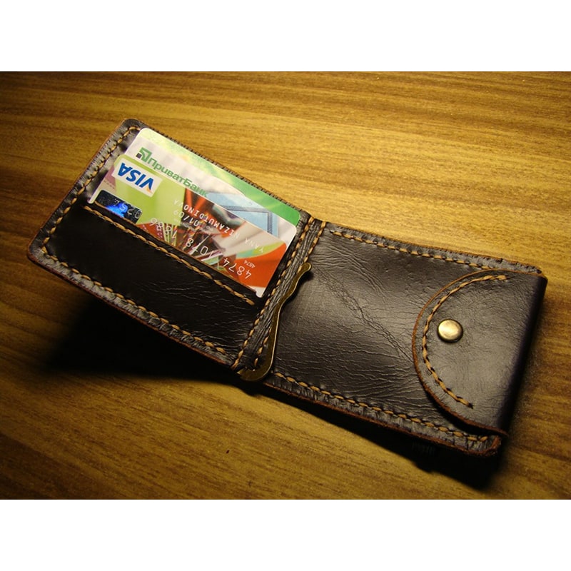 Гаманець чоловічий з затиском Brown Leather Wallet