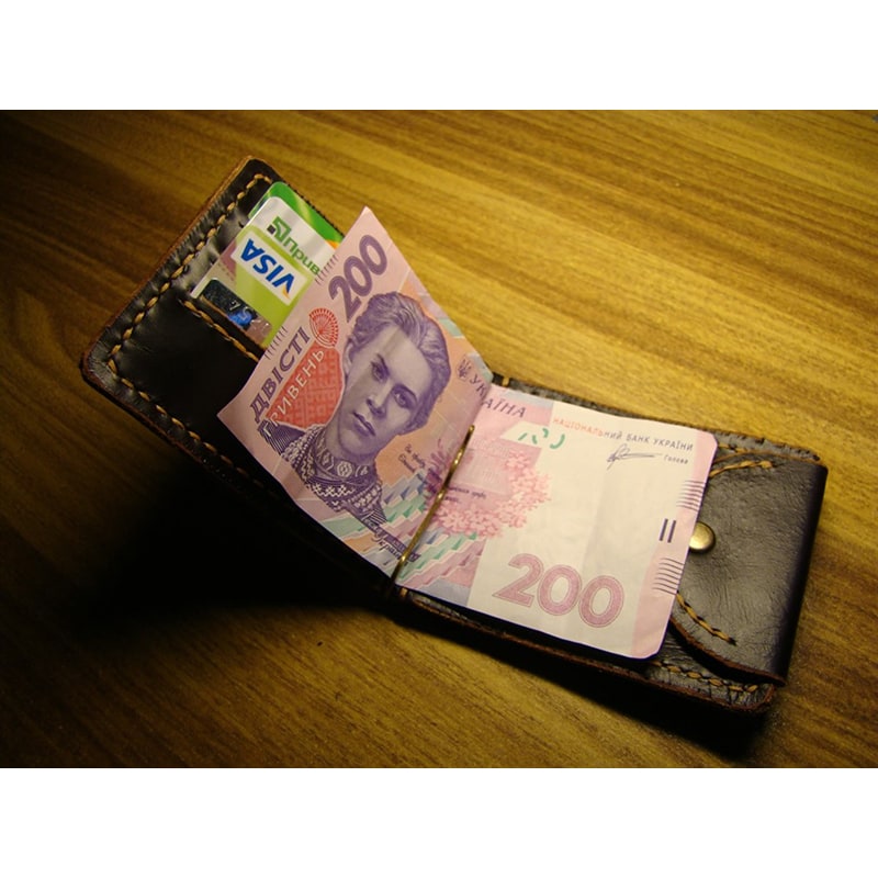 Гаманець чоловічий з затиском Brown Leather Wallet