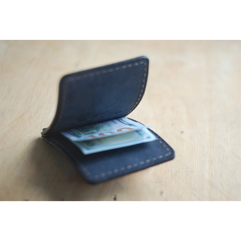 Кошелек мужской с зажимом Wallet Black Leather