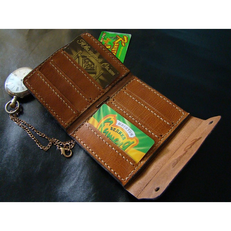 Чоловічий гаманець на ремінь Brown Leather Wallet