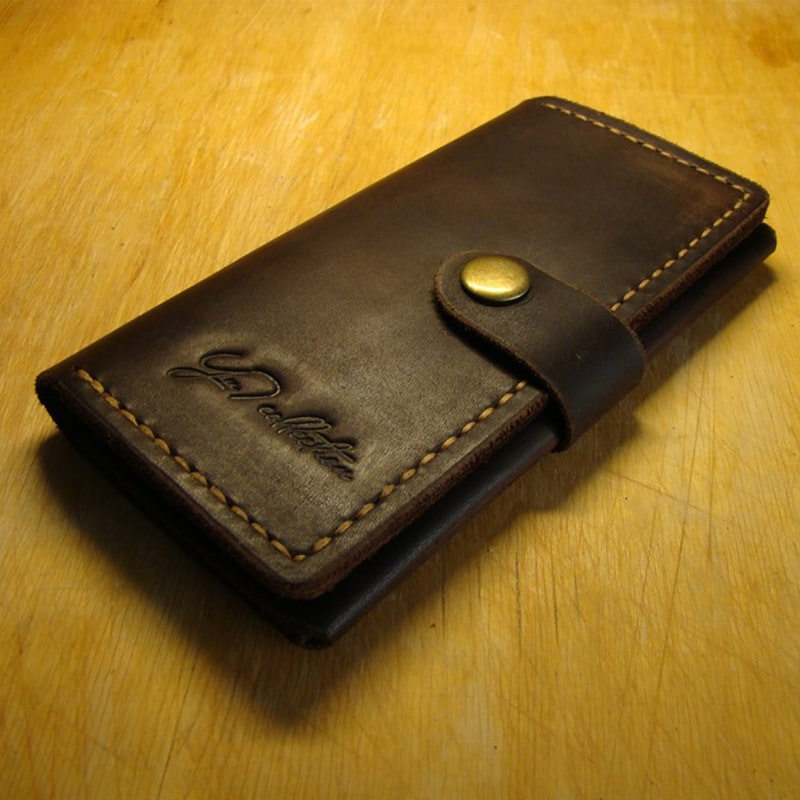 Мужской кошелек с чехлом для смартфона Purse Brown Leather