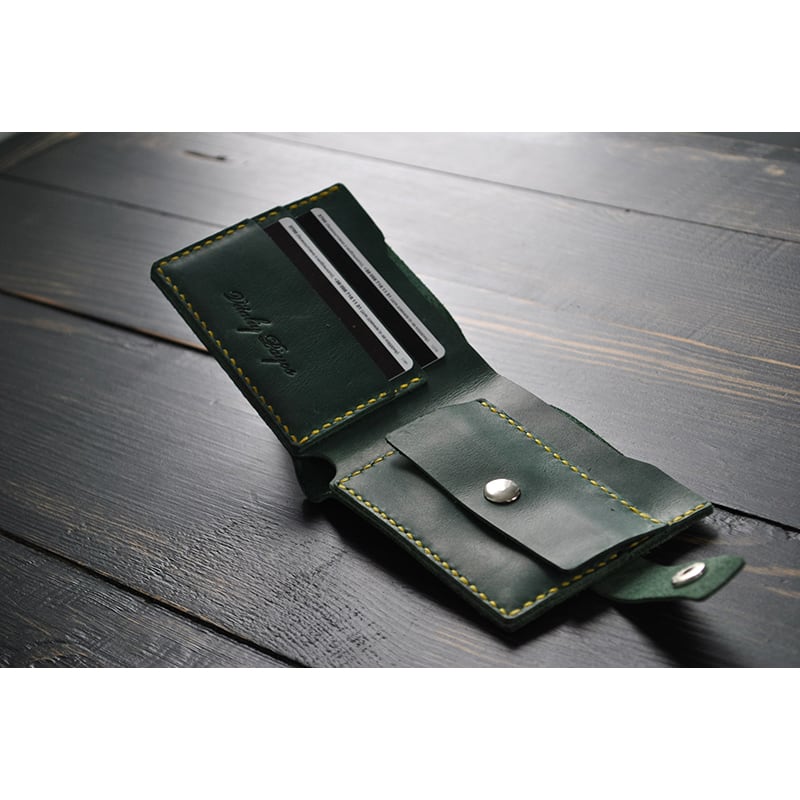 Чоловічий гаманець Purse Emerald green leather