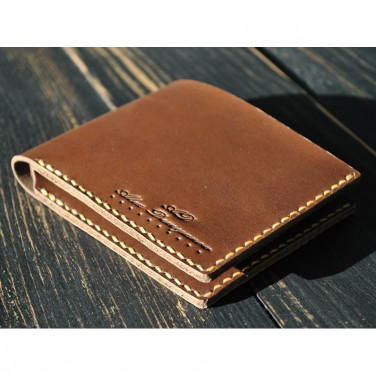 Мужской кожаный кошелек Purse Cognac brown leather