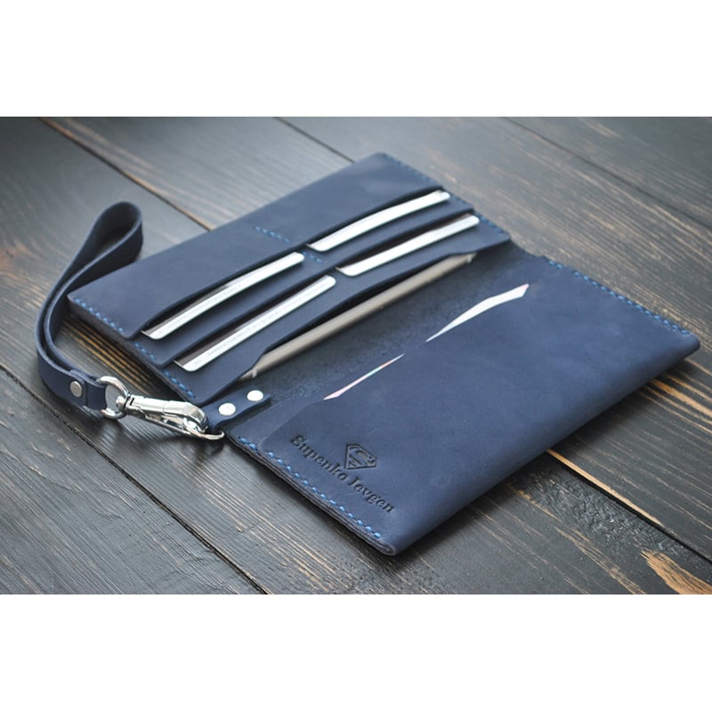 Гаманець шкіряний Clutch Corundum blue leather