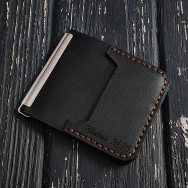 Затиск для грошей Money Сlip Classic black leather