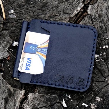 Зажим для денег Money Сlip Navy blue leather