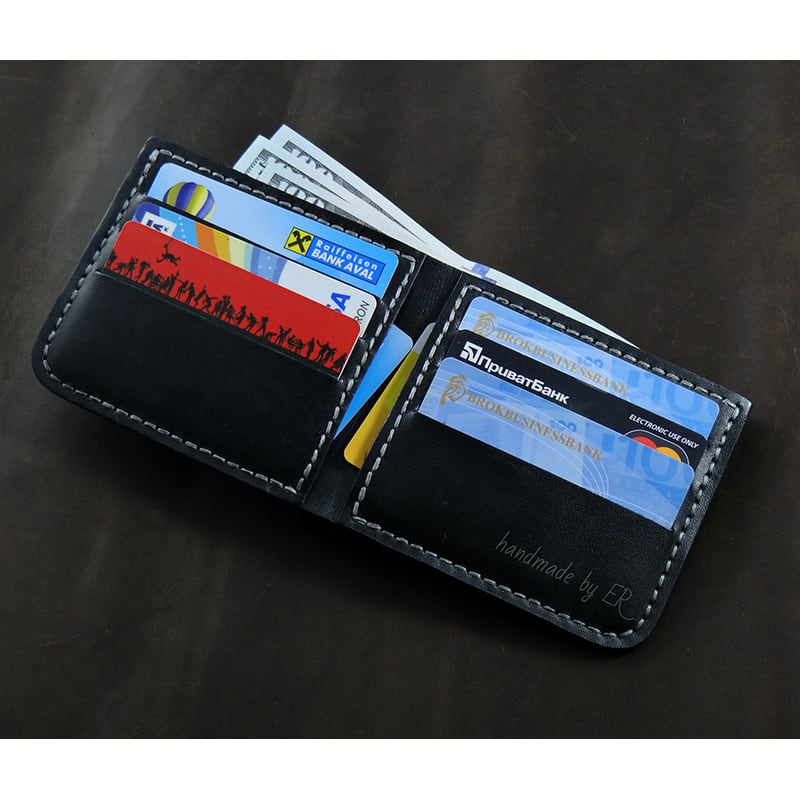 Мужской кошелек Purse Сompact black leather
