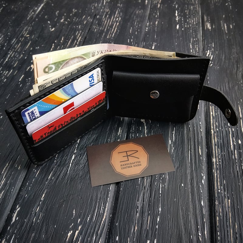 Шкіряний гаманець Purse Ergonomic black leather