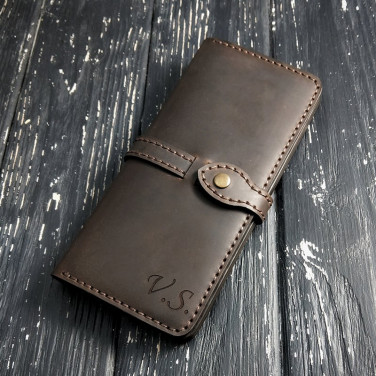 Кожаное портмоне Long Wallet Аll-Round brown leather