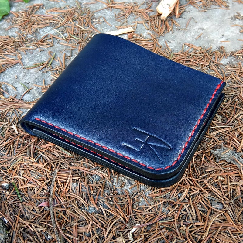 Кожаный кошелек Purse Navy blue leather