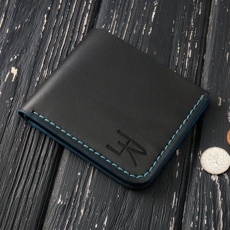 Чоловічий гаманець Purse Сompact black leather