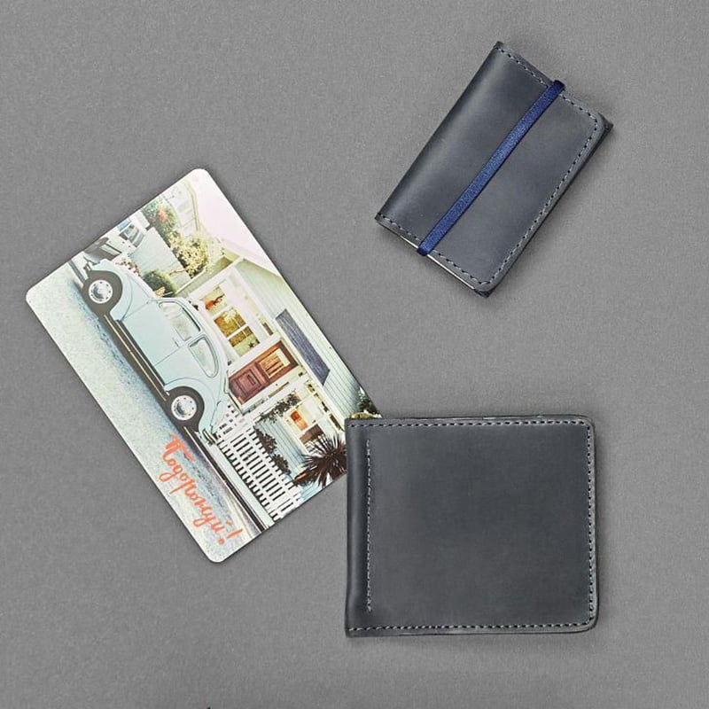 Кошелек мужской кожаный в наборе 2 в 1 Purse Gray Leather