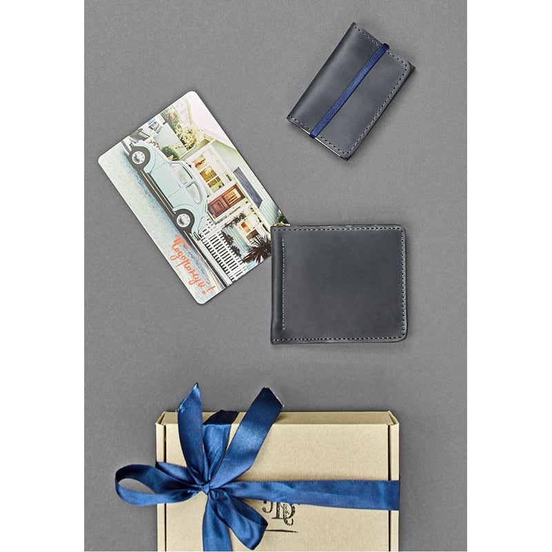 Кошелек мужской кожаный в наборе 2 в 1 Purse Gray Leather